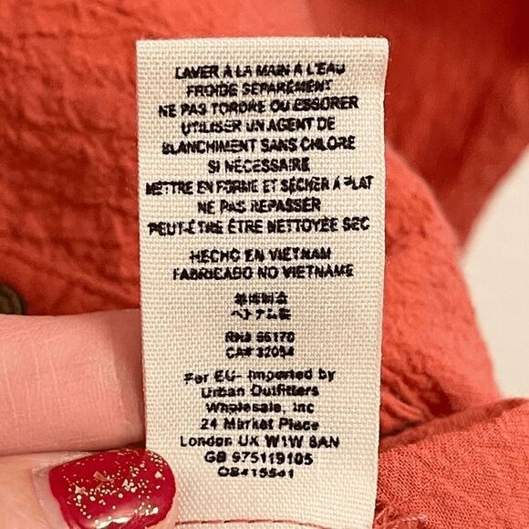 FREE PEOPLE Coral Crepe Oversized Button Down S - Picture 9 of 10